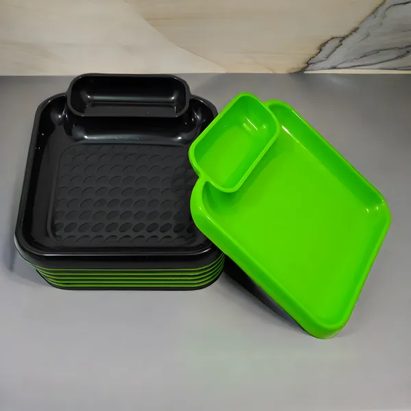 Multicolor_Plastic_Snacks_Platter_Set_Of_12_Green_&_Black_Platters_-_Perfect_Addition_To_Your_Kitchen