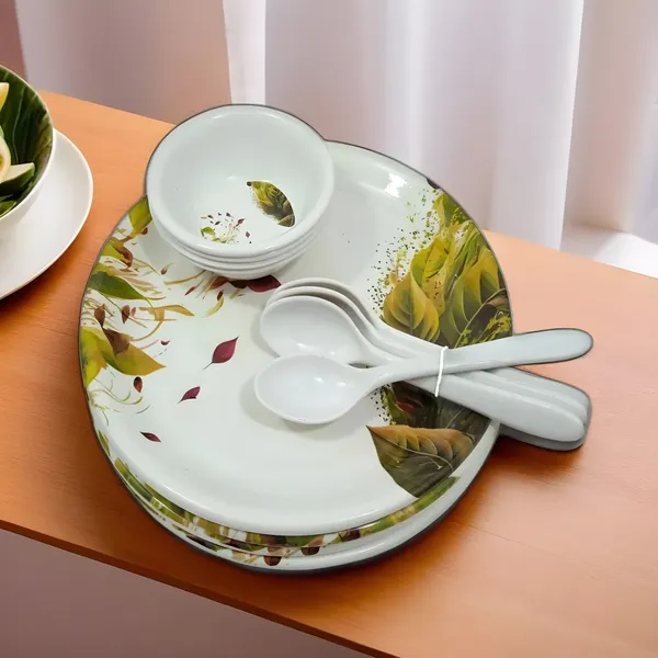 Multicolor_Melamine_12_Pcs_Dinner_Set_Contains_4_Full_Plates,_4_Bowls_And_4_Spoons-Good_Quality,_Chip-Resistant,_Ideal_For_Home,_Gifting_&_Dinner_Parties