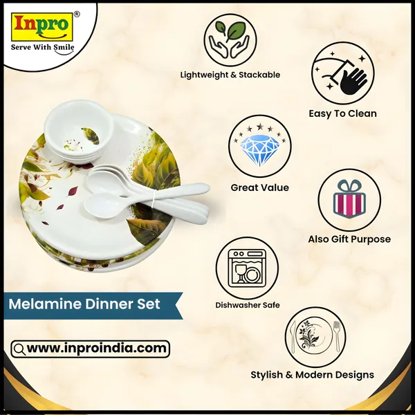 Multicolor_Melamine_12_Pcs_Dinner_Set_Contains_4_Full_Plates,_4_Bowls_And_4_Spoons-Good_Quality,_Chip-Resistant,_Ideal_For_Home,_Gifting_&_Dinner_Parties