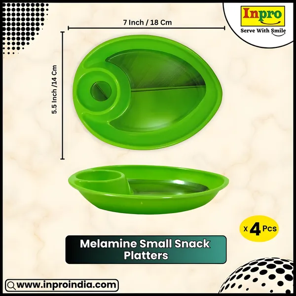 Green_Melamine_Designer_Banana_Leaf_Print_Snacks_Platters_Set_Of_4_-_Perfect_For_Snacks_And_Meals