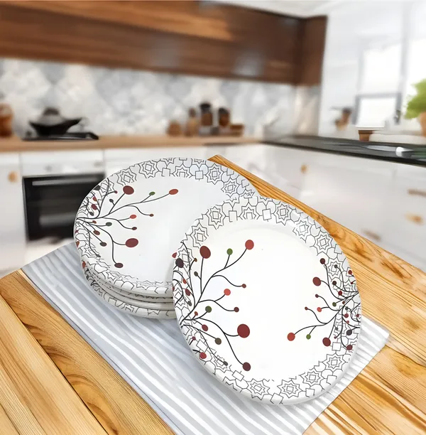 White_Set_Of_6_Melamine_Round_Serving_Snacks_Plates_-_Perfect_For_Kitchen_And_Dining