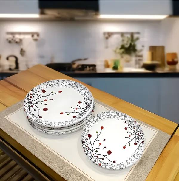 White_Set_Of_6_Melamine_Round_Serving_Snacks_Plates_-_Perfect_For_Kitchen_And_Dining