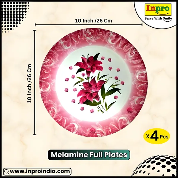 Multicolor_Serve_Up_Style_With_Our_Melamine_Round_Dinner_Plate_Set_Of_4_-_Perfect_For_Dinner_Parties