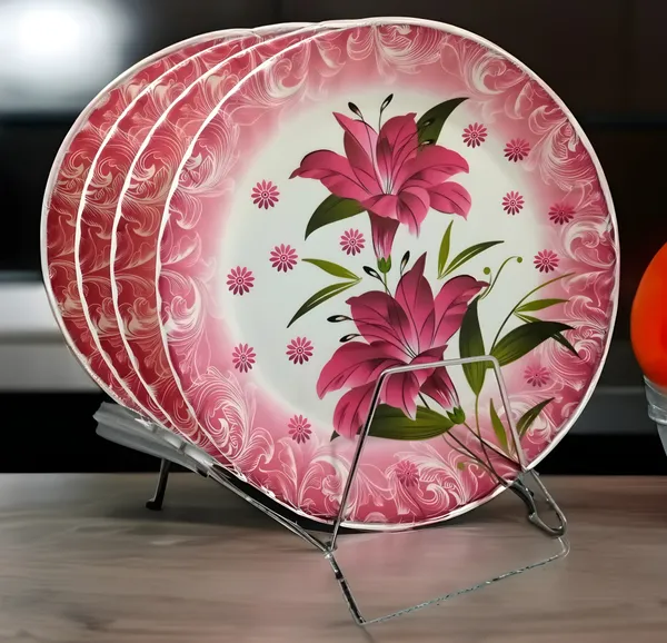 Multicolor_Serve_Up_Style_With_Our_Melamine_Round_Dinner_Plate_Set_Of_4_-_Perfect_For_Dinner_Parties