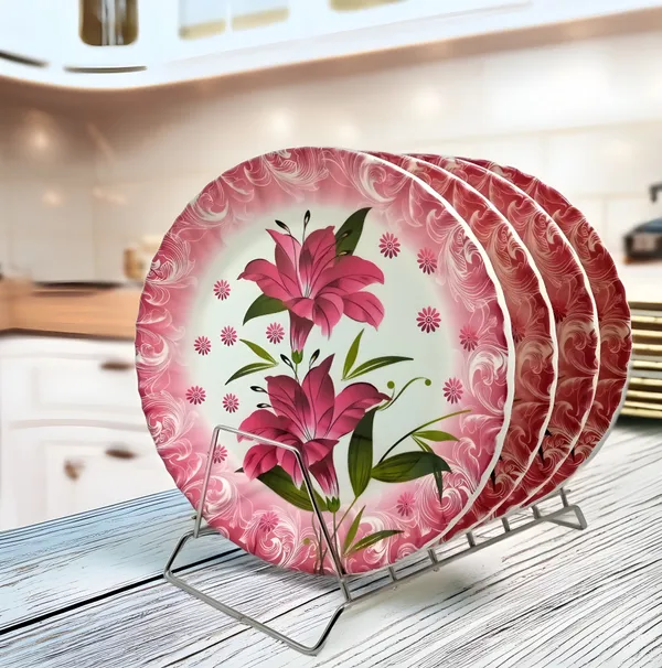 Multicolor_Serve_Up_Style_With_Our_Melamine_Round_Dinner_Plate_Set_Of_4_-_Perfect_For_Dinner_Parties