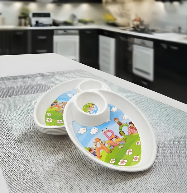 Multicolor_Melamine_Oval_Shape_Printed_Kids_Snacks_Platters_Set_Of_6_-_Lightweight_&_Easy_To_Clean
