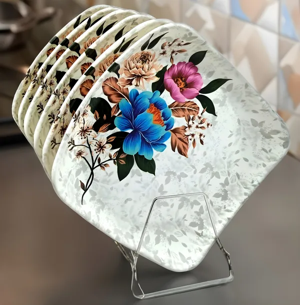 Multicolor_Elegance_With_Our_6-Piece_Melamine_Sqaure_Dinner_Plate_-_Perfect_For_Snacks_And_Dinner
