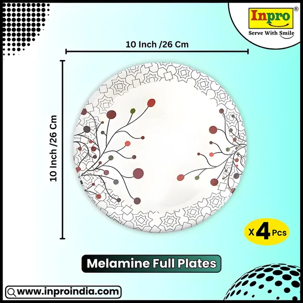 Multicolor_Serve_Up_Style_With_Melamine_Round_Dinner_Plate_Set_Of_4_-_Perfect_For_Dinner_And_Snacks