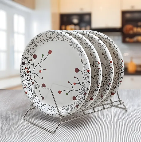 Multicolor_Serve_Up_Style_With_Melamine_Round_Dinner_Plate_Set_Of_4_-_Perfect_For_Dinner_And_Snacks