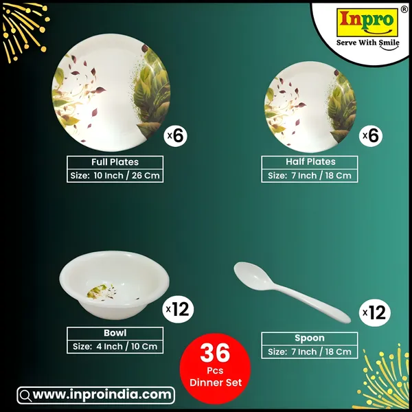 Multicolor_Upgrade_Your_Dining_With_Our_36_Pcs_Melamine_Dinner_Set_Contains_6_Full_Plates,_6_Half_Plates,_12_Bowls_And_12_Spoons_-Perfect_Kitchen_Utensils_Set_For_Family_Meals