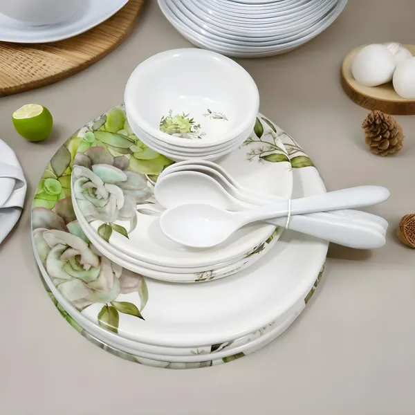 Multicolor_16_Pcs_Melamine_Dinnerware_Set_Contains_4_Full_Plates,_4_Half_Plates,_4_Bowls_And_4_Spoons_-_Lightweight_Stackable_And_Reusable.