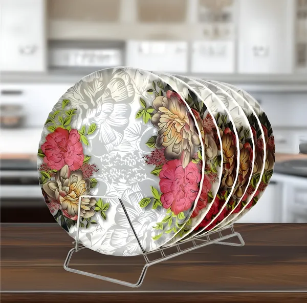 Multicolor_Serve_Up_Style_With_Melamine_Round_Dinner_Plate_Set_Of_6_-_Perfect_For_Snacks_And_Dinner
