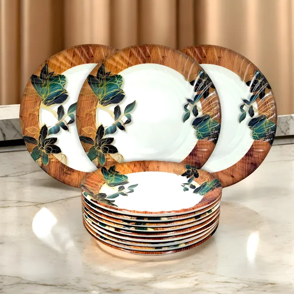 Multicolor_Stylish_Melamine_Round_Half_Plates_Set_Of_12_-_Perfect_Addition_To_Your_Dinnerware_Collection