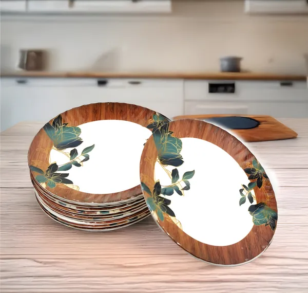 Multicolor_Stylish_Melamine_Round_Half_Plates_Set_Of_12_-_Perfect_Addition_To_Your_Dinnerware_Collection