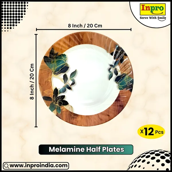 Multicolor_Stylish_Melamine_Round_Half_Plates_Set_Of_12_-_Perfect_Addition_To_Your_Dinnerware_Collection