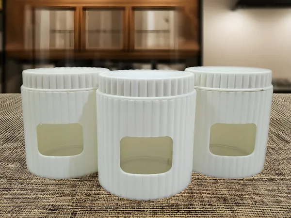 White_Glass_Container_With_Polypropylene_Outer_Cover_(Pack_Of_3)_Lightweight,_Durable,_And_Travel-Friendly.