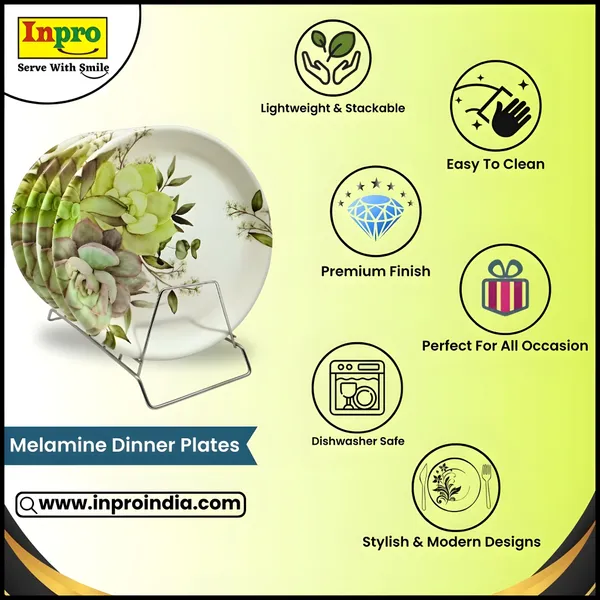 Multicolor_Upgrade_Your_Dinner_Experience_With_Our_Set_Of_4_Melamine_Round_Plates_-_Perfect_For_Kitchen