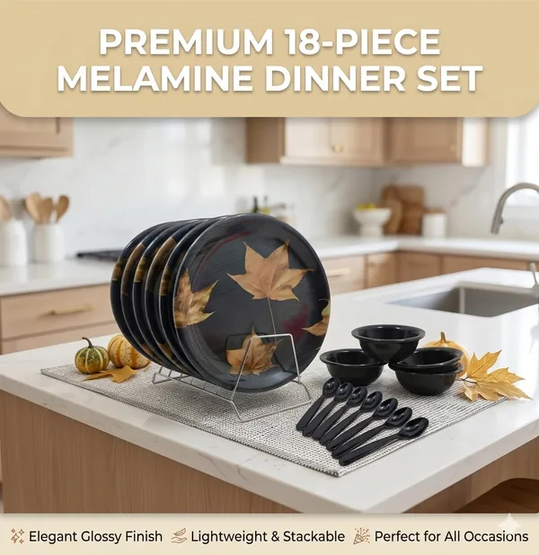 Inpro_18_Pcs_Black_Melamine_Dinner_Set_for_6_|_Shatterproof_Plates,_Bowls_&_Spoons_|_Lightweight_Crockery_Set_for_Home_&_Kitchen
