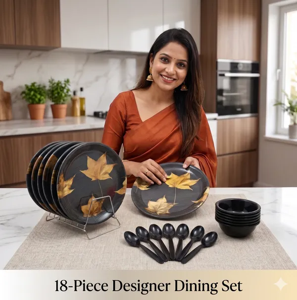 Inpro_18_Pcs_Black_Melamine_Dinner_Set_for_6_|_Shatterproof_Plates,_Bowls_&_Spoons_|_Lightweight_Crockery_Set_for_Home_&_Kitchen