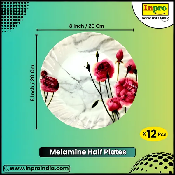 Multicolor_Melamine_Round_Serving_Half_Plates_Set_Of_12_-_Perfect_For_Kitchen_And_Dining