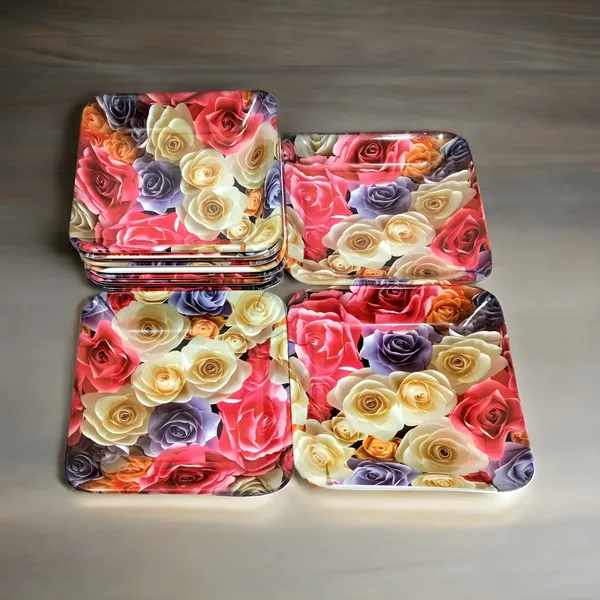 Multicolor_Set_Of_12_Melamine_Small_Serving_Snacks_Plates_-_Perfect_For_Dining,_Serving_And_Kitchen_Utensils
