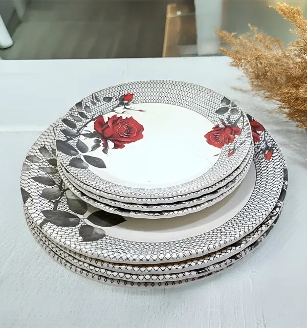 Multicolor_Melamine_Round_Dinner_Plate_Set_Of_8_(4_Full_&_4_Half)_-Perfect_For_Snacks_And_Dinner_Parties