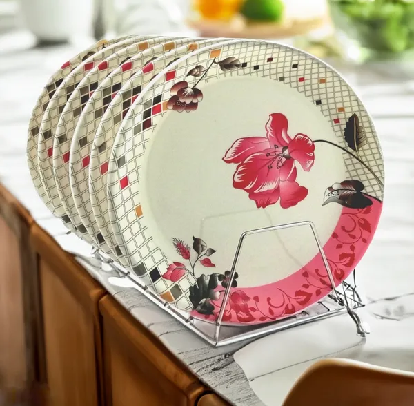 Multicolor_Serve_Up_Style_With_Our_Melamine_Round_Dinner_Plate_Set_Of_6_-_Perfect_For_Kitchen_Dinners