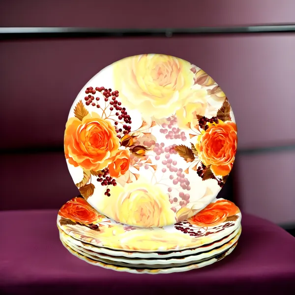 Multicolor_Elegant_Melamine_Round_Half_Plates_Set_(Pack_Of_6)_-_Perfect_For_Kitchen_And_Dining