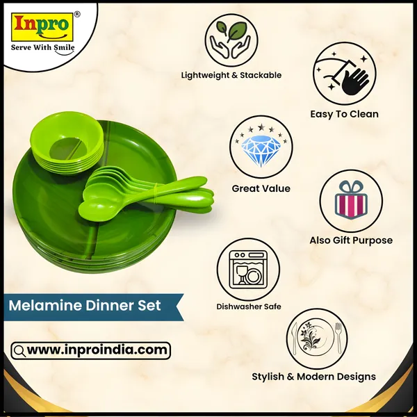 Green_Durable_Melamine_18_Pcs_Dinner_Set_Contains_6_Full_Plates,_6_Bowls_And_6_Spoons_|_Perfect_For_Family_Meals,_Parties_&_Festive_Use