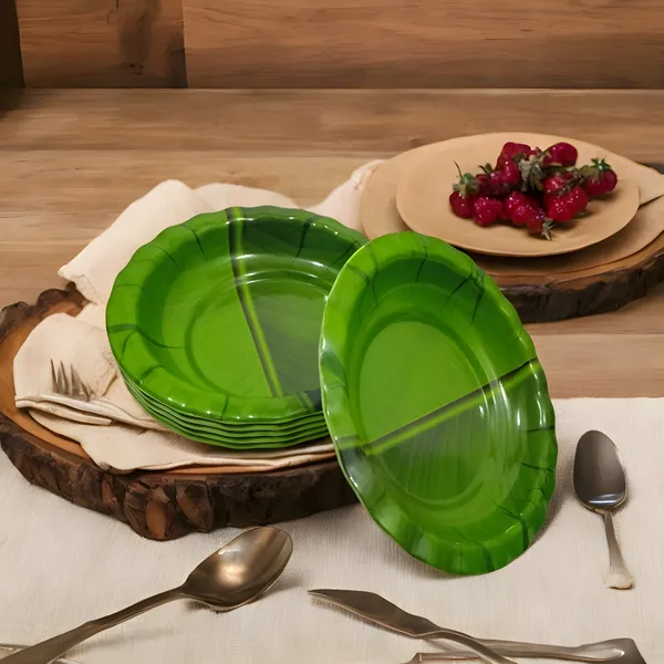 Green_Melamine_Small_Round_Plate_Set_Of_6_-_Perfect_For_Dining,_Serving_And_Kitchen_Utensils