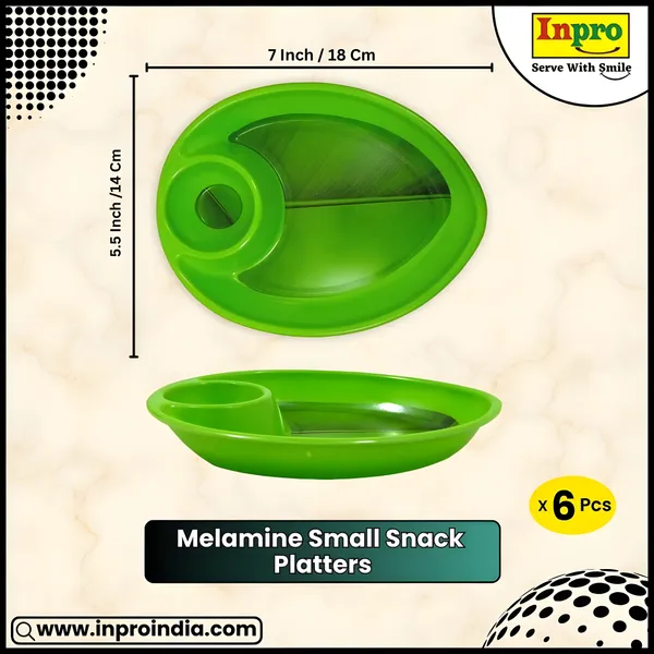 Green_Melamine_Small_Banana_Leaf_Print_Platters_Set_Of_6_-_Lightweight,_Long-Lasting_&_Dishwasher_Safe