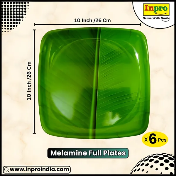 Green_Stylish_Melamine_Square_Full_Plate_Set_Of_6_For_Dining_-_Ideal_For_Snacks_And_Meals