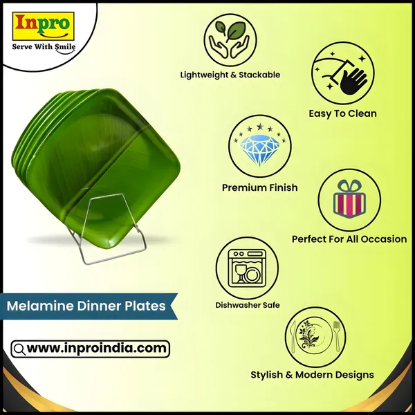 Green_Stylish_Melamine_Square_Full_Plate_Set_Of_6_For_Dining_-_Ideal_For_Snacks_And_Meals