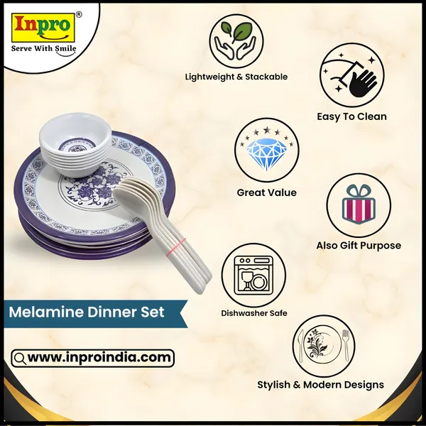 Multicolor_Floral_Design_18_Pcs_Melamine_Dinner_Set_Contains_6_Full_Plates,_6_Bowls_And_6_Spoons_|_Stylish_&_Durable_Dinnerware