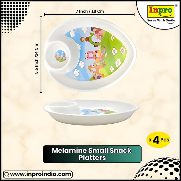 Multicolor_Melamine_Kids_Compartment_Snacks_Platters_Set_Of_4_-_Perfect_For_Snacks_And_Meals