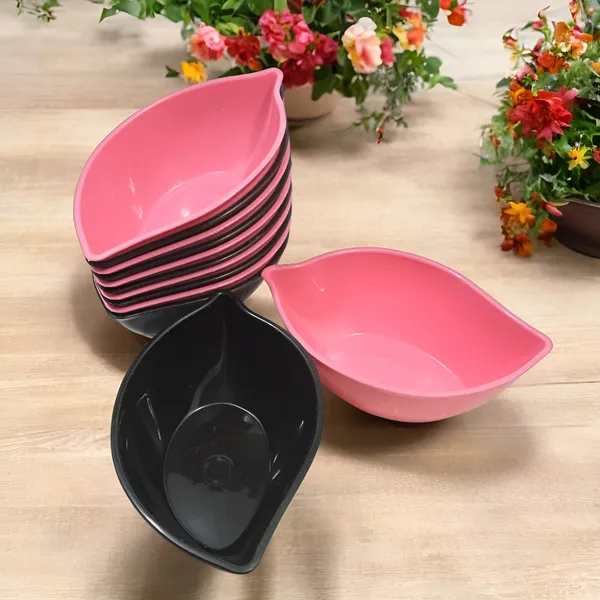 Multicolor_Plastic_Serving_Bowls_Set_Of_12_(6_Pink_&_6_Black)_Lightweight_Bowl_Set_For_Small_Parties