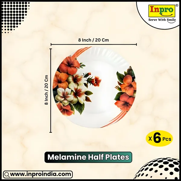 Multicolor_Melamine_Round_Half_Plates_Set_Of_6_-_Perfect_For_Snacks_And_Entertaining