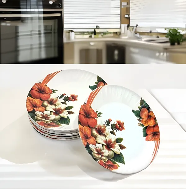 Multicolor_Melamine_Round_Half_Plates_Set_Of_6_-_Perfect_For_Snacks_And_Entertaining