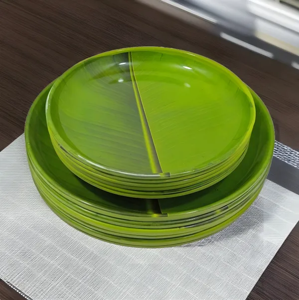 Green_Stylish_Melamine_Dinner_Plates_Set_Of_12_(6_Full_&_6_Half)-Perfect_Dinner_Plate_Set_For_Snacks