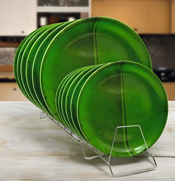 Green_Stylish_Melamine_Dinner_Plates_Set_Of_12_(6_Full_&_6_Half)-Perfect_Dinner_Plate_Set_For_Snacks