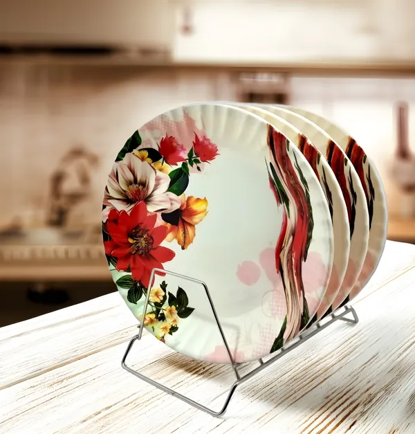 Multicolor_Elegance_With_Our_4_Pcs_Melamine_Round_Full_Plate-Perfect_For_Dinner_Parties_And_Daily_Use
