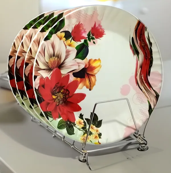 Multicolor_Elegance_With_Our_4_Pcs_Melamine_Round_Full_Plate-Perfect_For_Dinner_Parties_And_Daily_Use