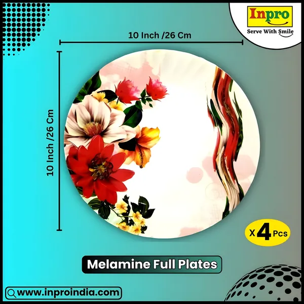 Multicolor_Elegance_With_Our_4_Pcs_Melamine_Round_Full_Plate-Perfect_For_Dinner_Parties_And_Daily_Use