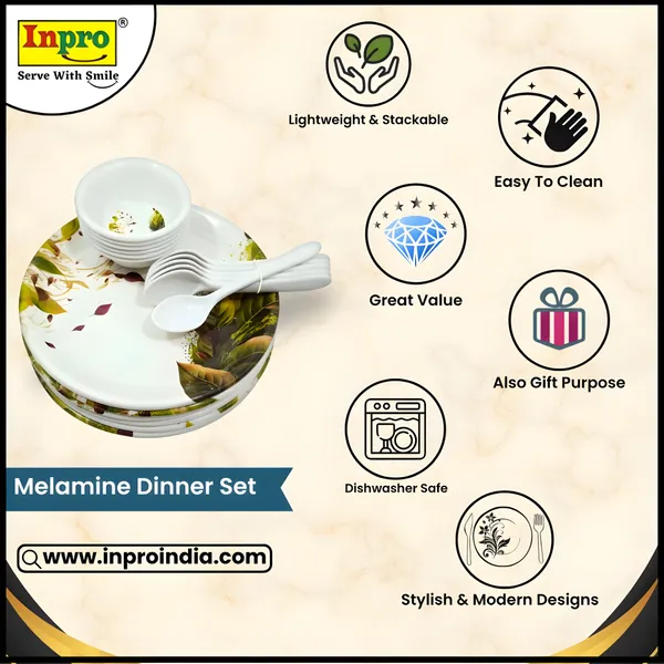 Multicolor_Printed_18_Pcs_Melamine_Dinner_Set_Contains_6_Full_Plates,_6_Bowls_And_6_Spoons_|_Family_Dinnerware_Set_For_Daily_Use_&_Special_Occasions