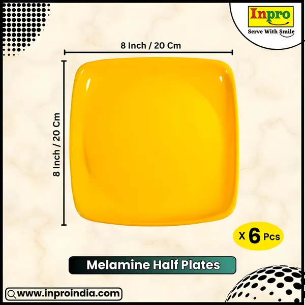Yellow_Melamine_Square_Half_Plates_Set_(Pack_Of_6)_-_Perfect_For_Serving_Snacks_And_Meals_For_6