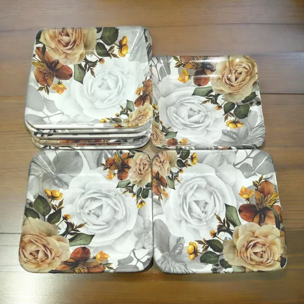 Multicolor_Set_Of_12_Melamine_Square_Small_Snack_Quarter_Plates_-_Perfect_Addition_To_Your_Kitchen_Utensils
