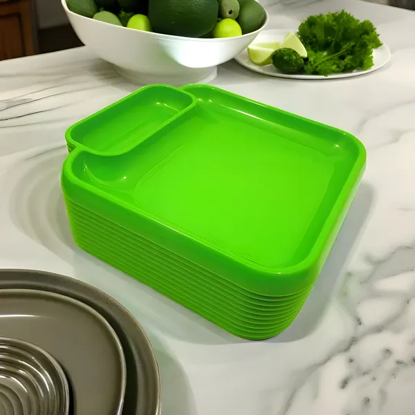 Green_Sectioned_Plastic_Platter_Set_Of_12_In_Green_Color_-_Perfect_For_Dining_&_Kitchen_Utensils
