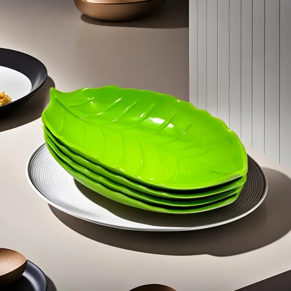 Green_Designer_Shape_Melamine_Serving_Snacks_Platter_Set_Of_4_-_Perfect_For_Dinner_Parties_&_Entertaining