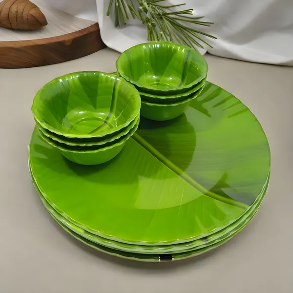 Green_12_Pcs_Melamine_Dinner_Set_Contains_6_Full_Plates_And_6_Bowls_|_Glossy_Finish_Full_Plates_&_Bowls_|_Perfect_For_Daily_Meals