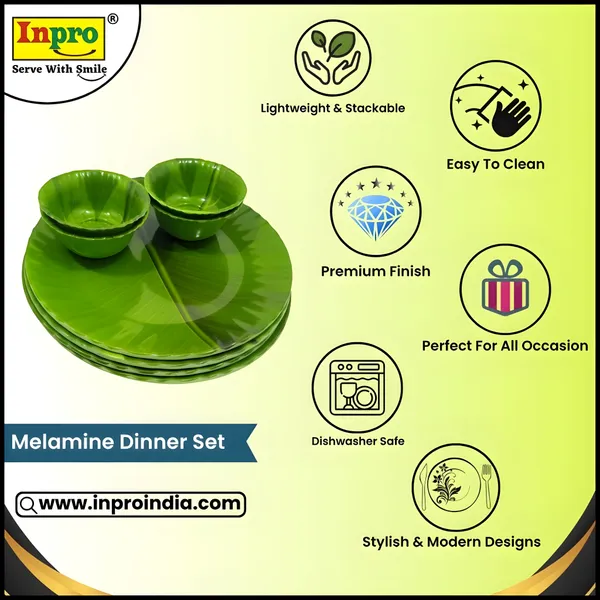 Green_12_Pcs_Melamine_Dinner_Set_Contains_6_Full_Plates_And_6_Bowls_|_Glossy_Finish_Full_Plates_&_Bowls_|_Perfect_For_Daily_Meals